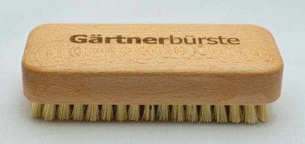 Gärtnerbürste Handwaschbürste, kurze, sehr kräftige, robuste Naturfasern, 6 Reihen, Griffmulden für guten Halt.